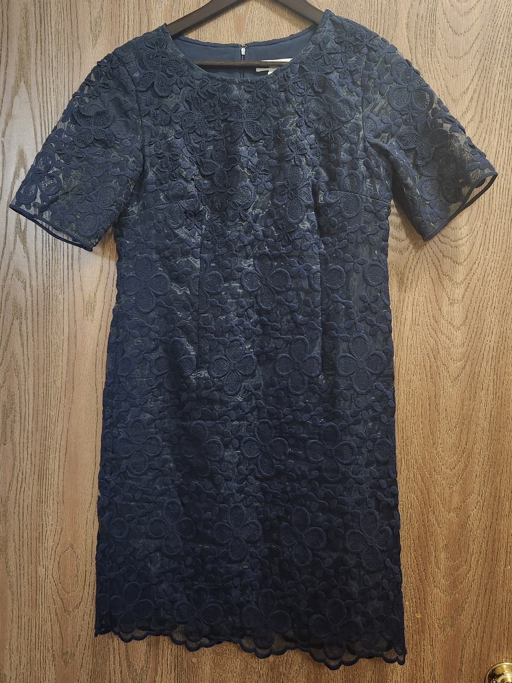 Ann Taylor Navy Floral Lace Midi Dress